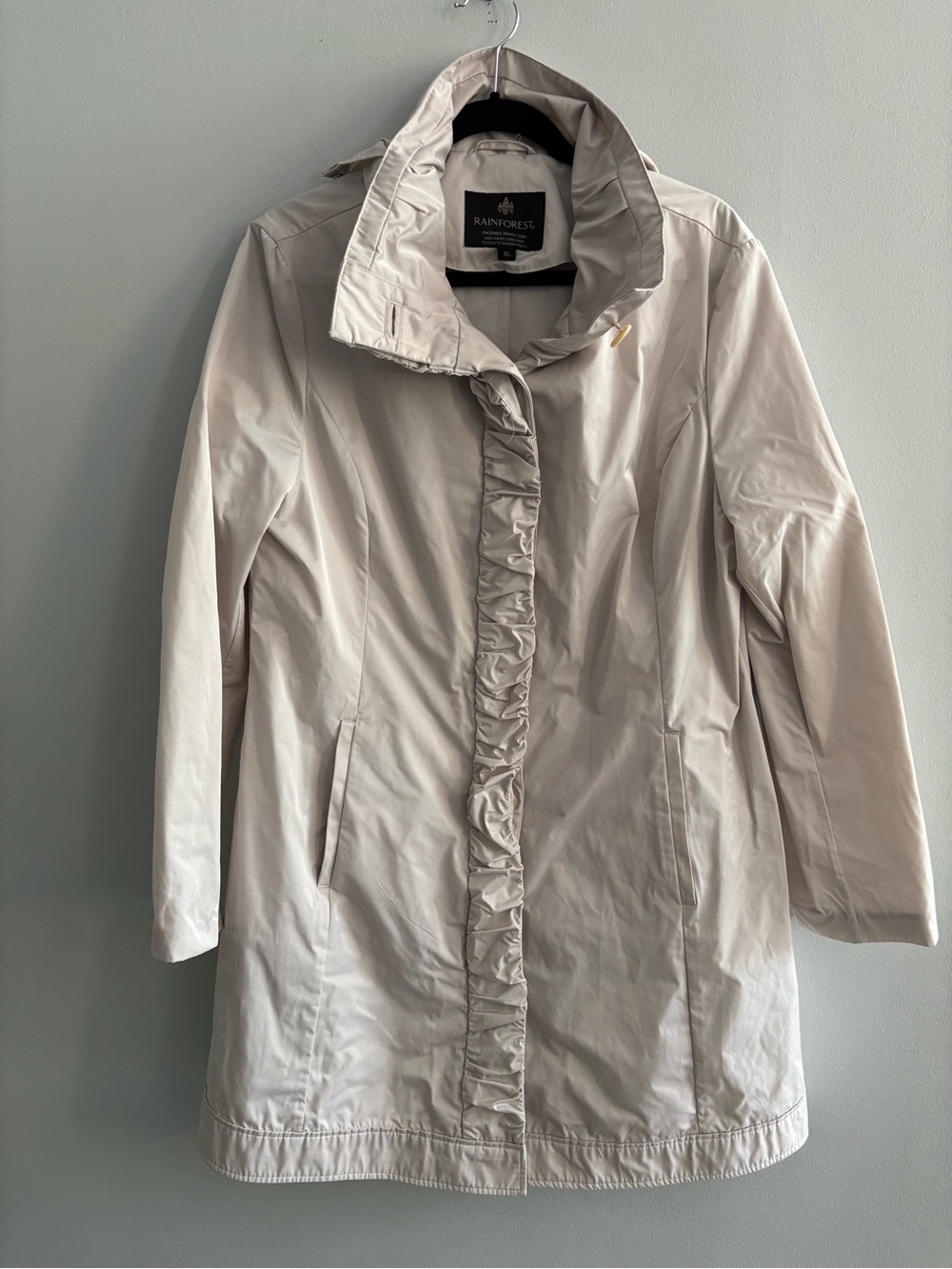 Rainforest Women's Cream Lightweight Trench Coat Packable Travel Sz XL